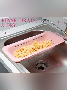 Paris‎ Hilton Kitchen Over-the-Sink Colander Adjustable Extendable Kitchen Pink